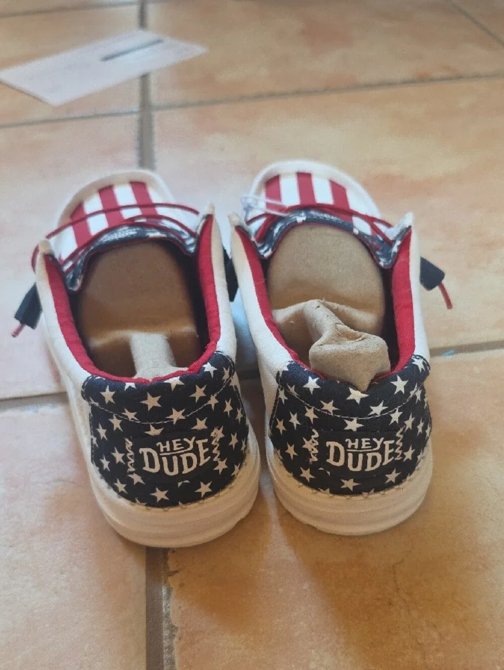 Hey Dude Kids Canvas Sneakers in Red, White & Blue Flag Print